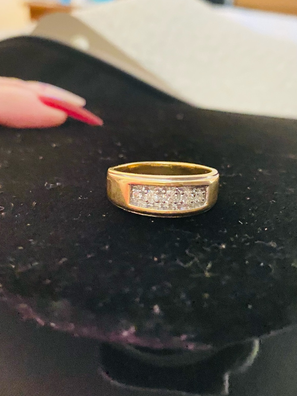 Men’s Vintage 14k Gold 5 Diamond Wedding Channel Setting Band Ring 7.54g Size 11 - Picture 2 of 5